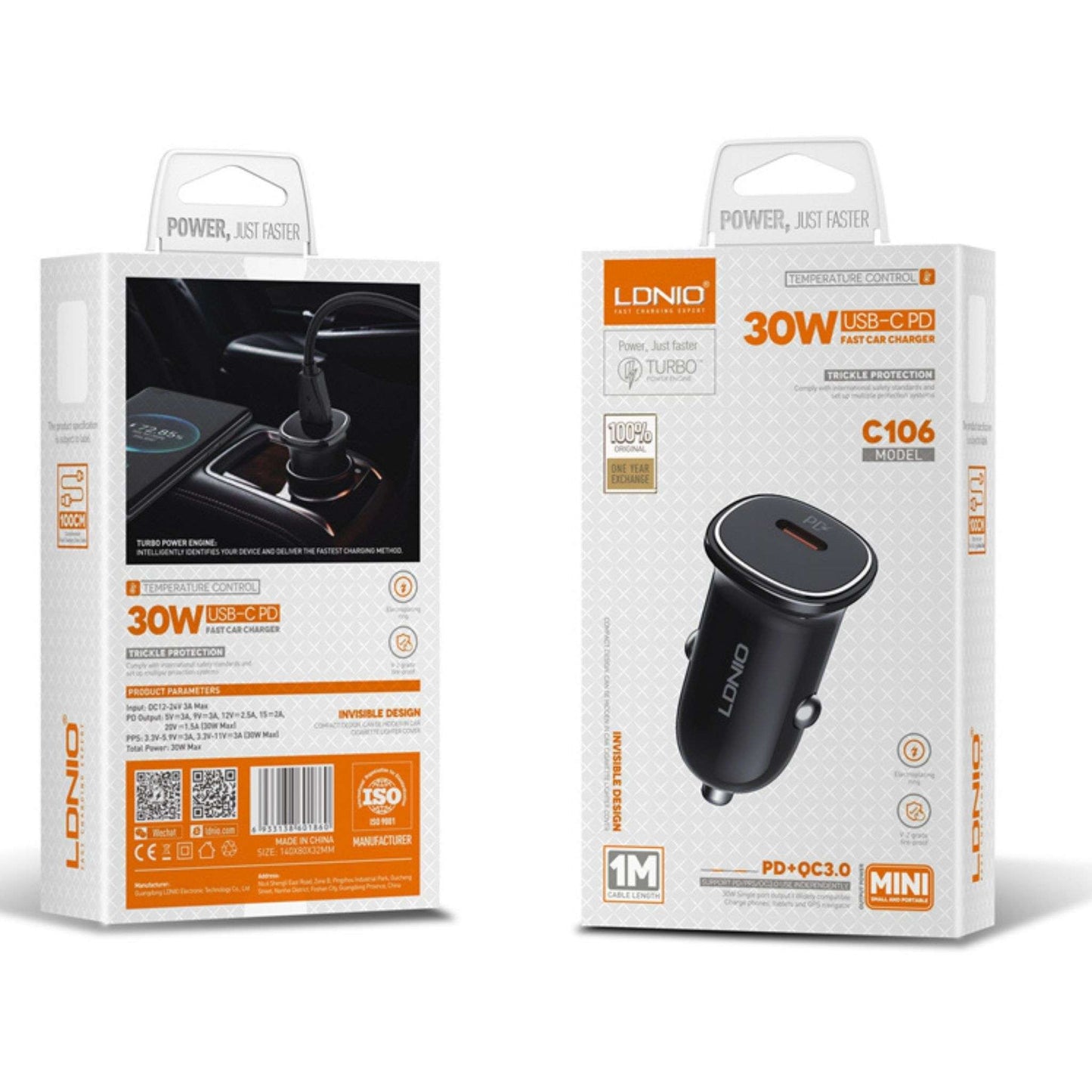 LDNIO C106 30W PD SUPER FAST CAR CHARGER