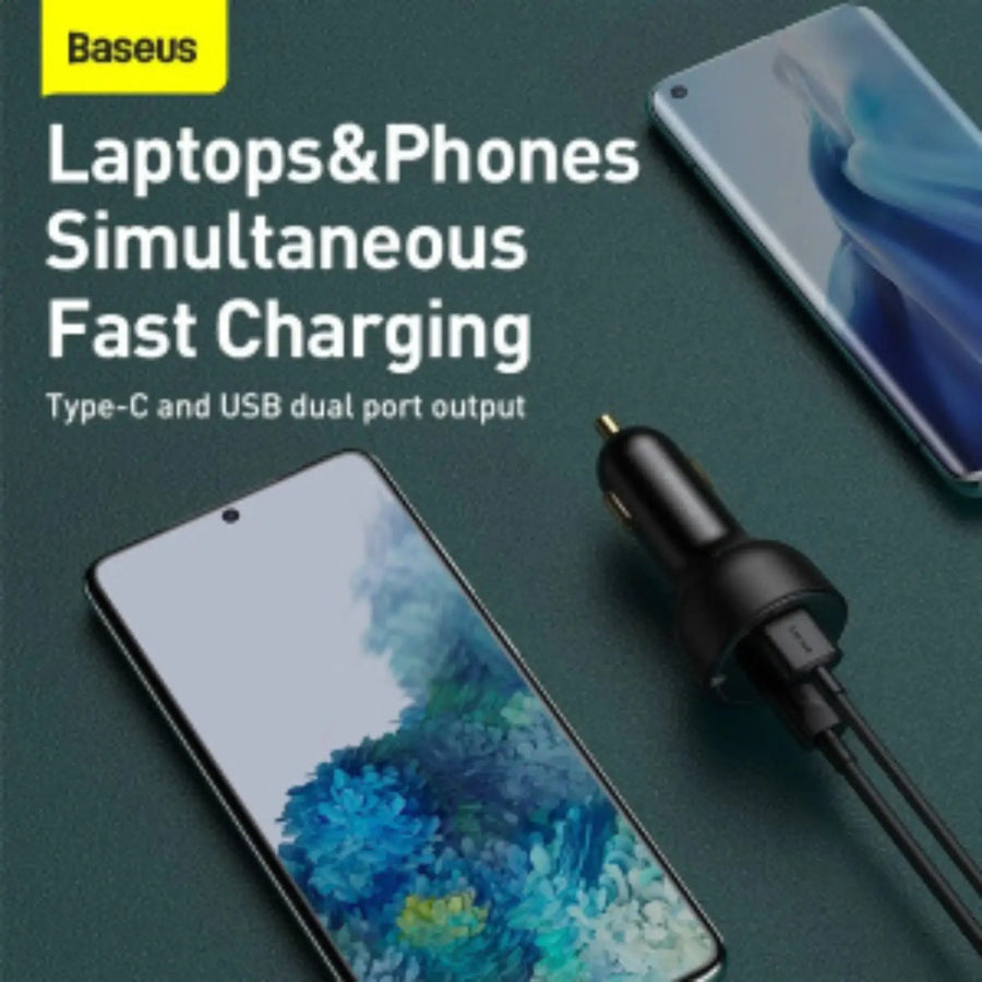 Baseus Superme Digital Display 100W PPS Dual Quick Charger Car Charger
