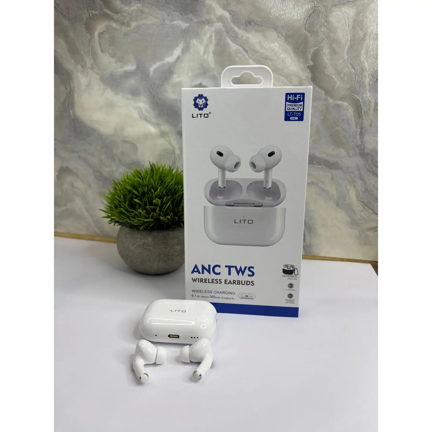 Lito LT-T05 Earbuds | ANC TWS Wireless Earphones | Bluetooth 6.1 | Waterproof & Sweat Resistant