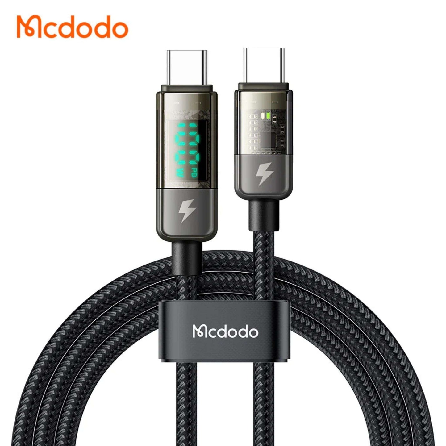 MCDODO CA-3610 100W Type-C to Type-C Charging Cable, 1.2m Auto Power Off with Digital Display