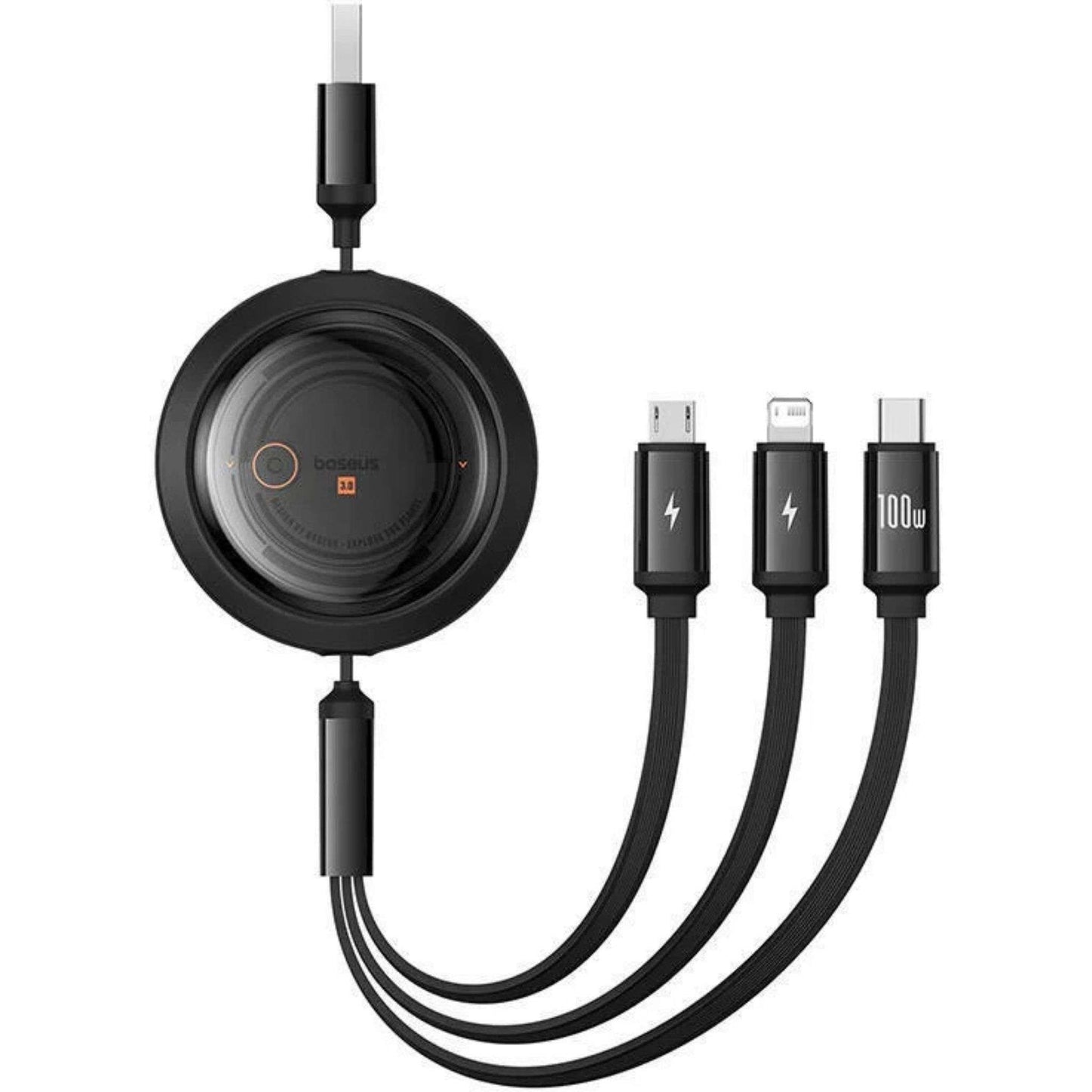 Baseus Retractable 3-in-1 Fast Charging Data Cable USB to M+L+C 3.5A | Bright Mirror 2 Series 1.1m